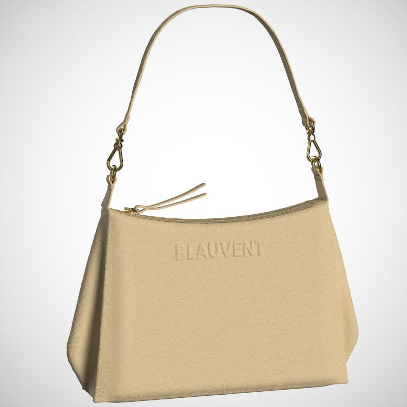 Inner beige bag of hobo shoulder bag with adjustable strap and refined handbag construction