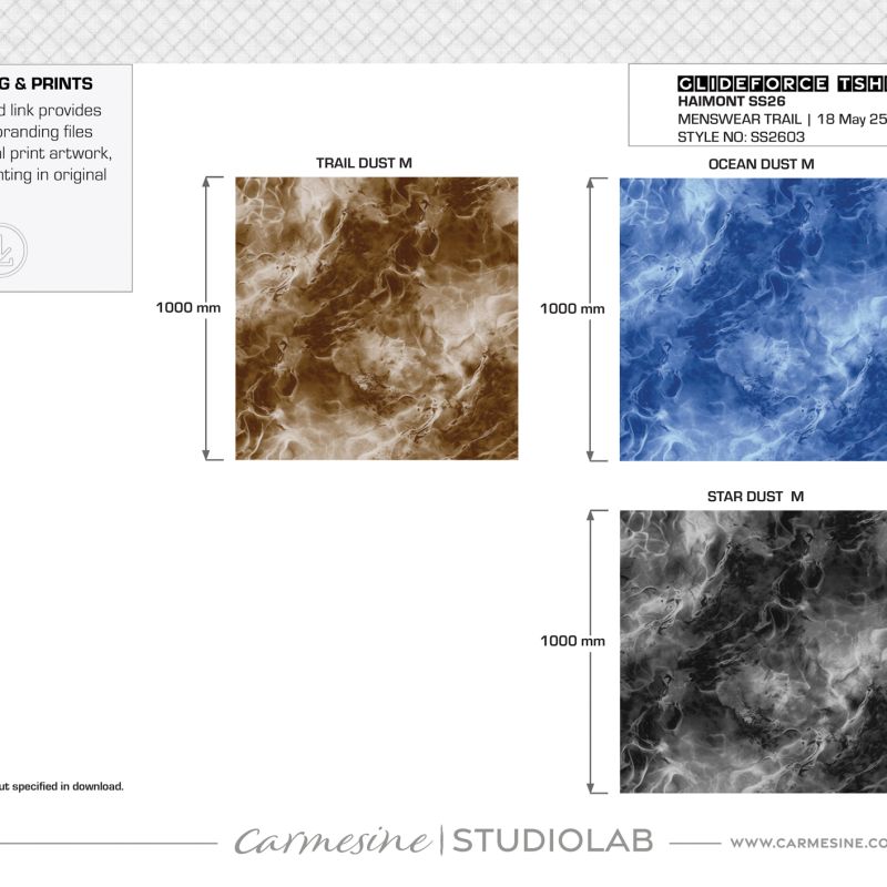 Creative development sheet comparing pastel gradient and colourful abstract textile designs