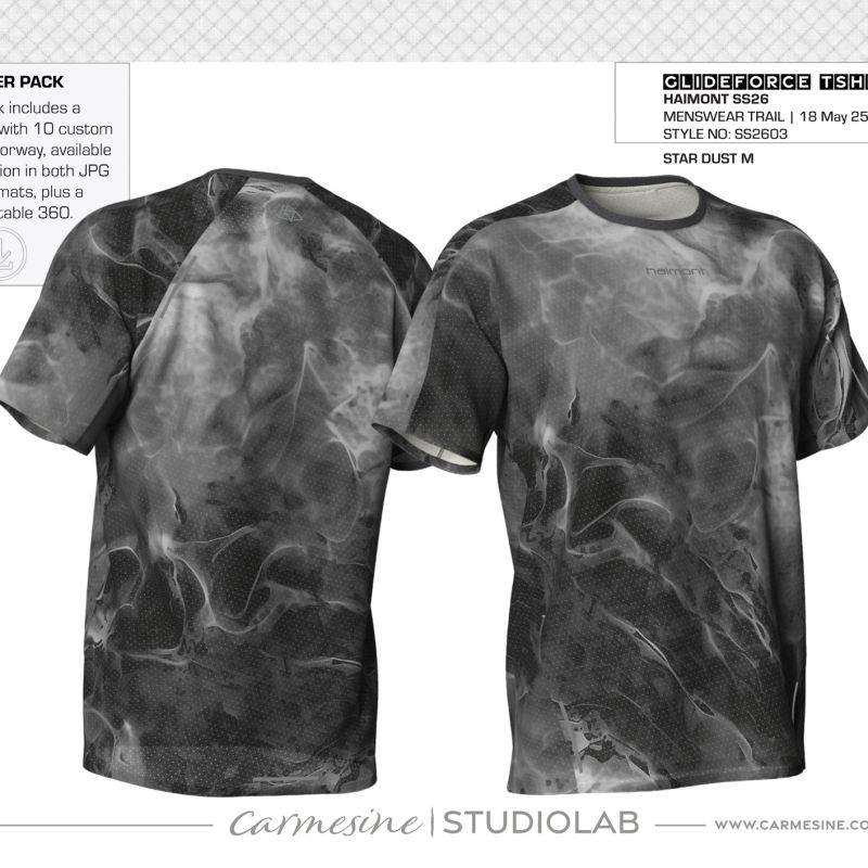 Front and back design views of a brown and cream tie-dye T-shirt