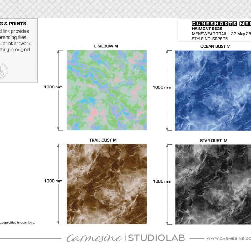Original blue green brown and monochrome all-over print explorations for performance running apparel